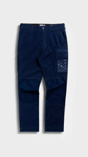 Navy blue cargo pants on a light gray background