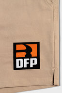DFP PS2 work shorts showing logo n khaki. 